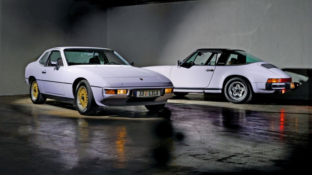 Porsche 924 y 911 SC Targa (i-d) de color Moonstone, 2025, Porsche AG