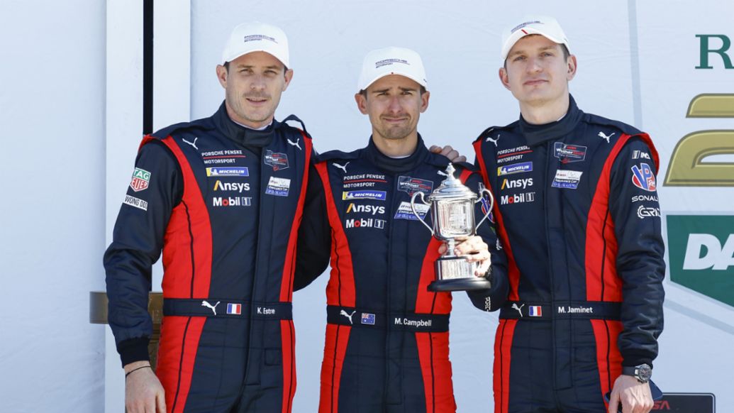 Porsche Penske Motorsport (#6), Kevin Estre (FRA), Matt Campbell (AUS), Mathieu Jaminet (FRA) (l-r)