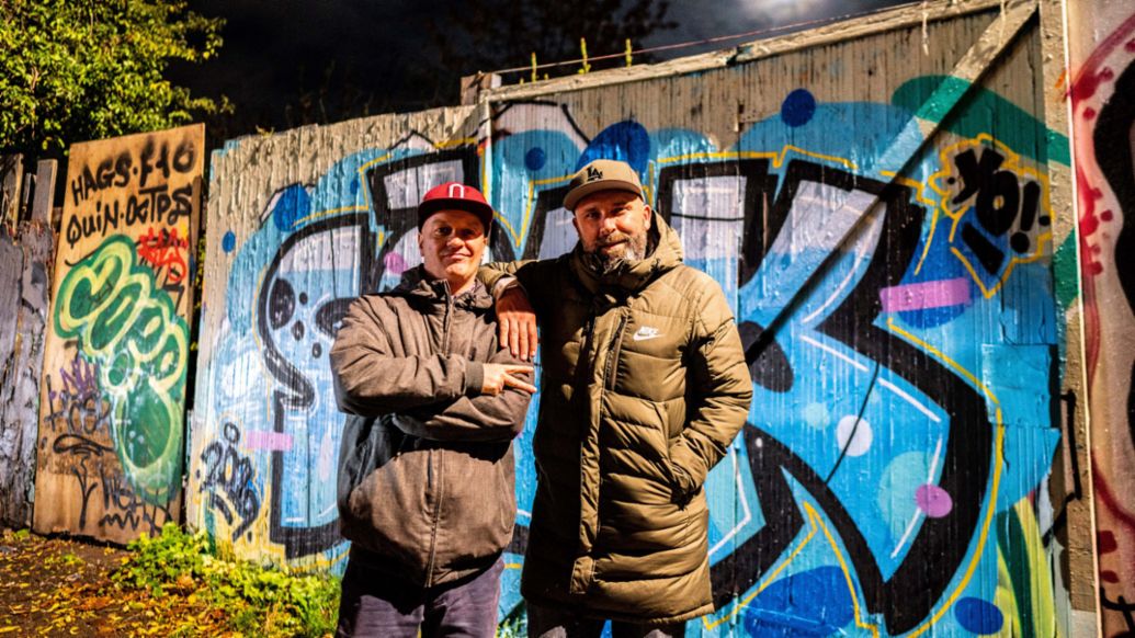 Sune Pejtersen, Niko Hüls, l-r, Roadtrip Back2Tape, Kopenhagen, 2020, Porsche AG