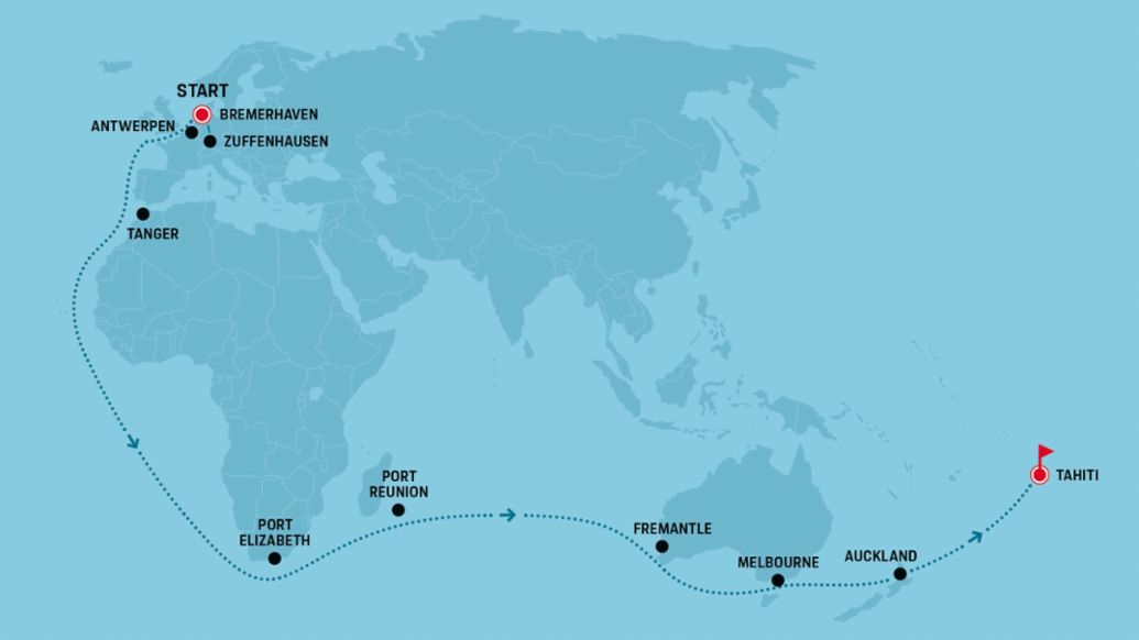 Reise Stuttgart - Tahiti, 2026, Porsche AG
