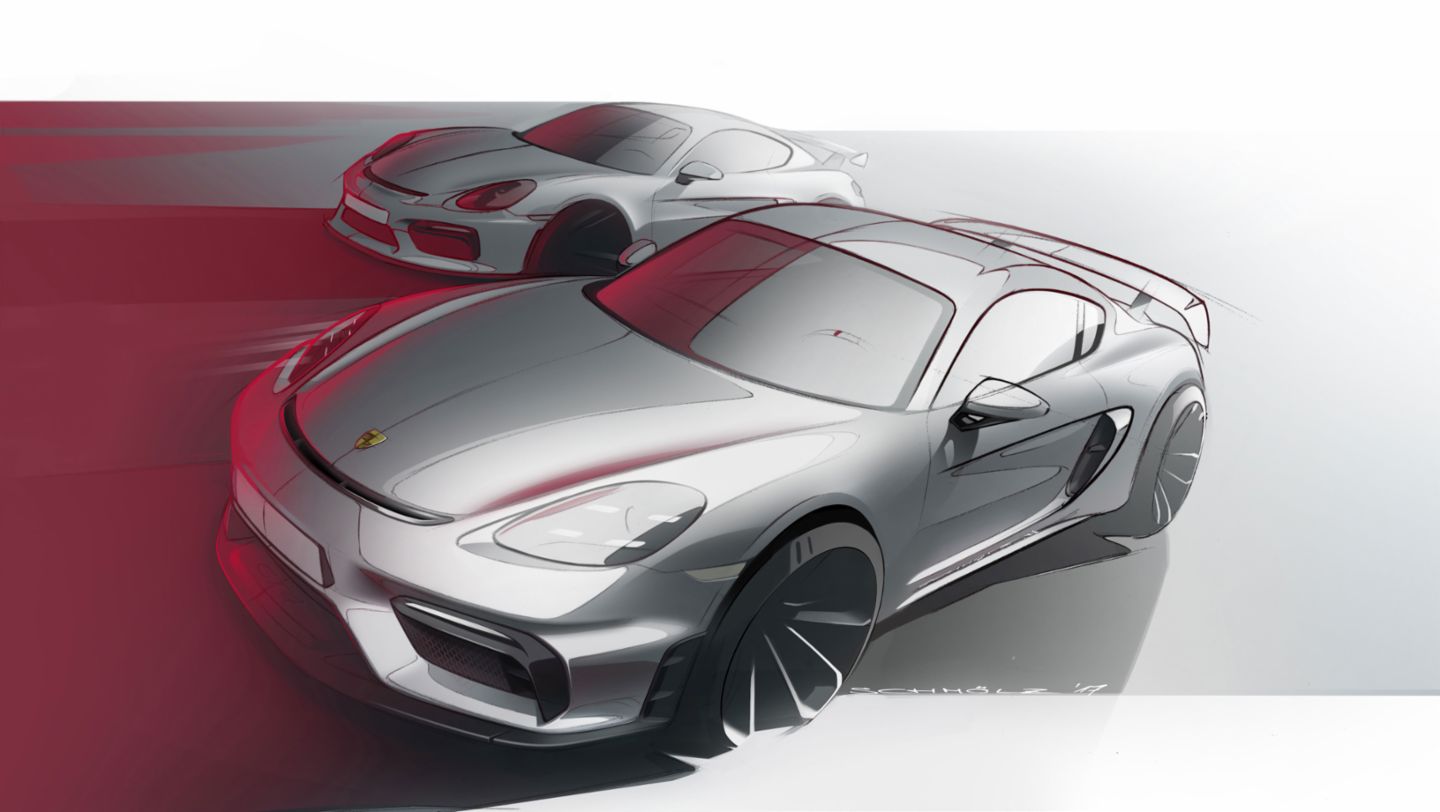 718 Cayman GT4, design sketch, 2019, Porsche AG