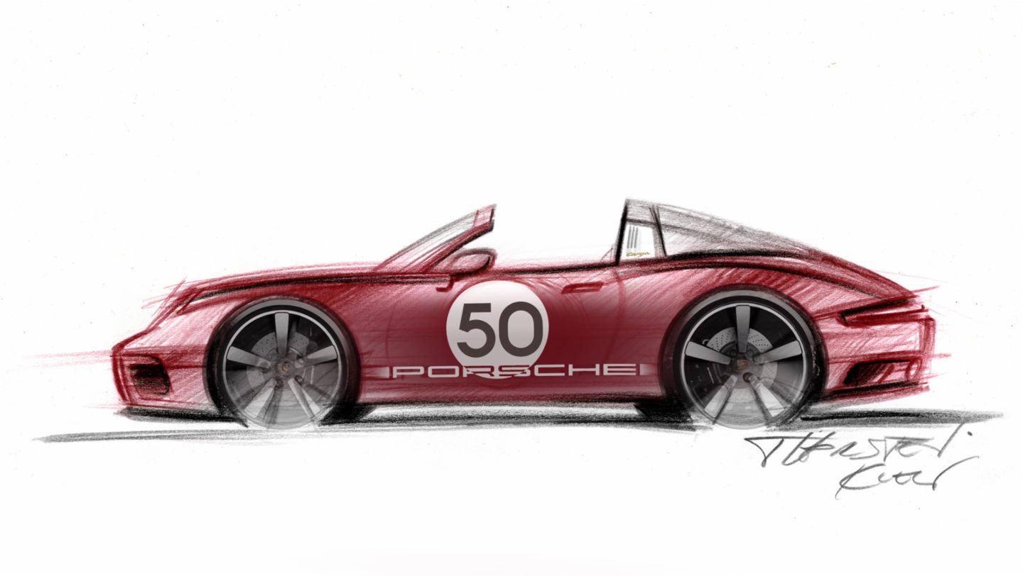 Boceto del 911 Targa 4S Heritage Design Edition, 2020, Porsche AG