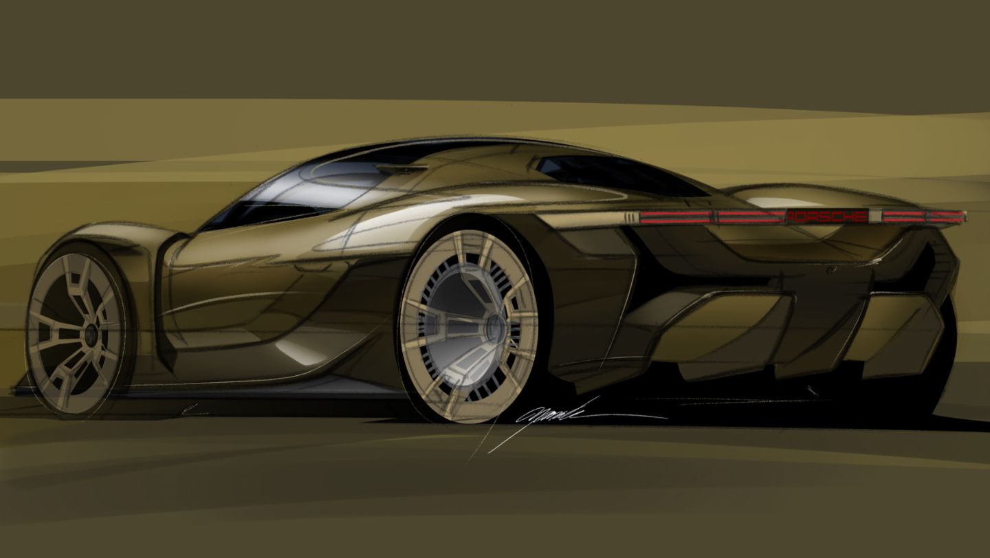 Designskizze, Porsche Mission X, 2023, Porsche AG