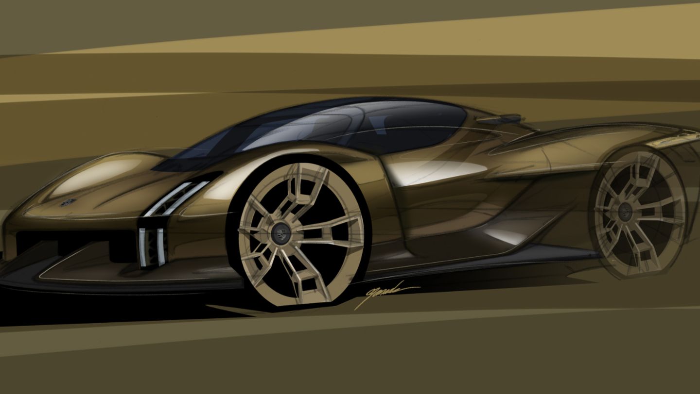 Designskizze, Porsche Mission X, 2023, Porsche AG