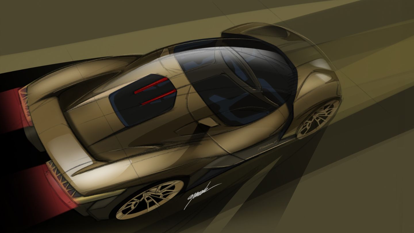 Designskizze, Porsche Mission X, 2023, Porsche AG