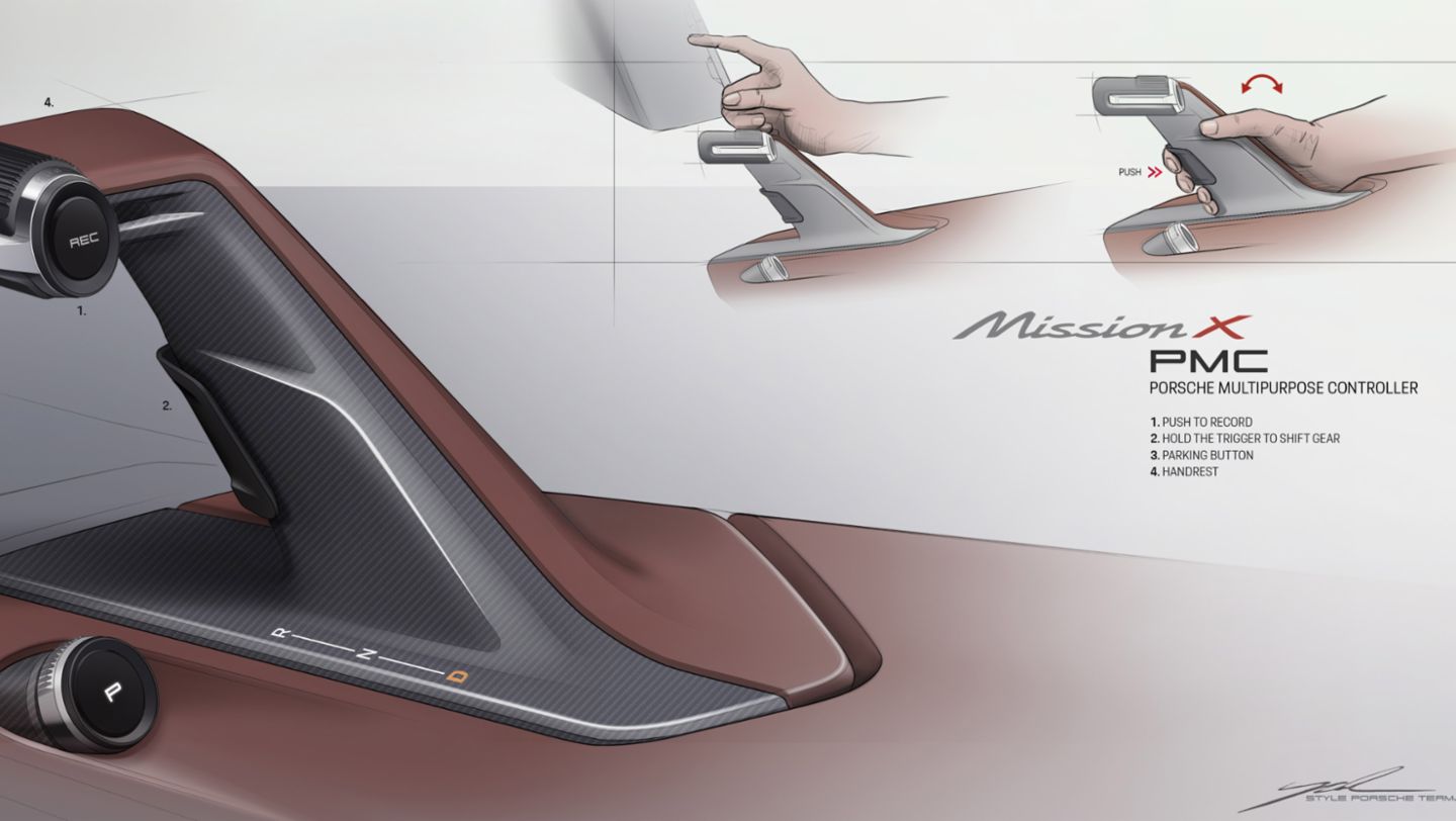 Designskizze, Porsche Mission X, 2023, Porsche AG